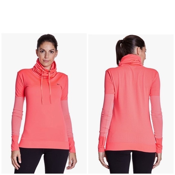 NIKE Dri-Fit Turtleneck Knit Infinity Coverup Training Shirt In Shocking Pink - Picture 9 of 9
